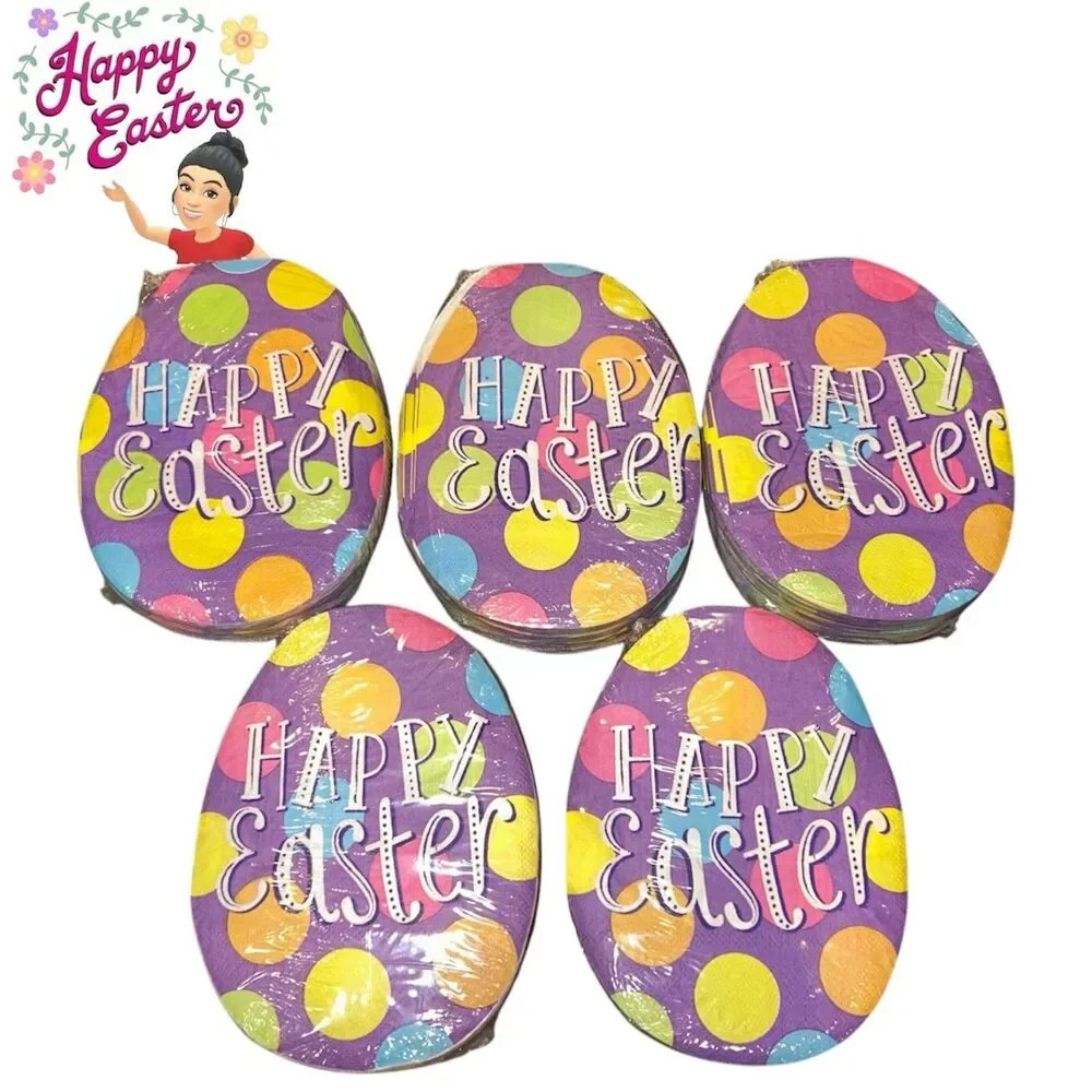 5x Brother Sister Design Studio Happy Easter Egg Shaped Napkins 50 Ct Each